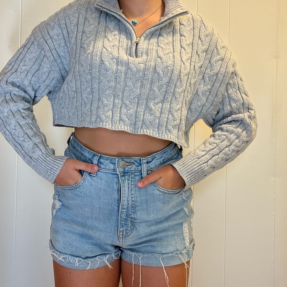 Garage Cropped Cable Knit Sweater XS